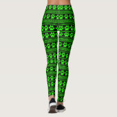 Leggings Légendes empreinte de patte vert néon noir motif (Dos)
