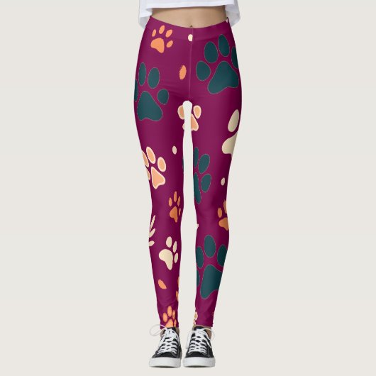 Leggings Légendes Empreintes de pattes jouées | Pâtes de ch (Devant)
