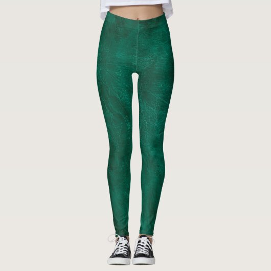 Leggings Légendes en cuir vert désossé (Devant)