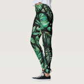 Leggings Légendes en feuilles de Monstère Tropicale Vertes  (Gauche)