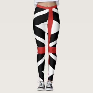 Leggings Légendes en noir, blanc et rouge.