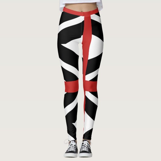Leggings Légendes en noir, blanc et rouge. (Devant)