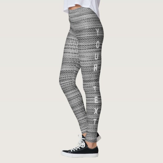 Leggings Légendes en tissu gris avec texte personnalisé (Gauche)