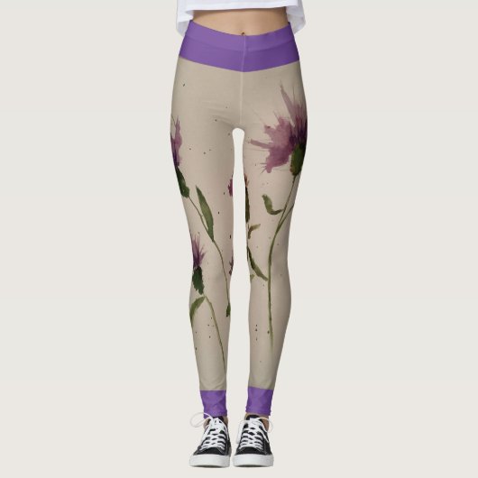Leggings Légendes Fleurs sauvages d’aquarelle pour femmes (Devant)