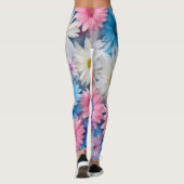 Leggings Légendes florales éclatées avec rose, blanc et ble (Dos)