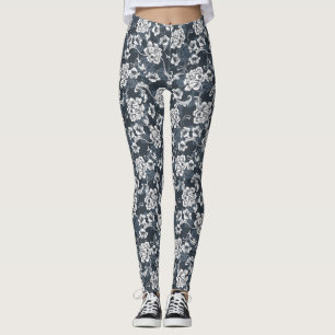 Leggings Légendes florales gris-fumé pour femmes