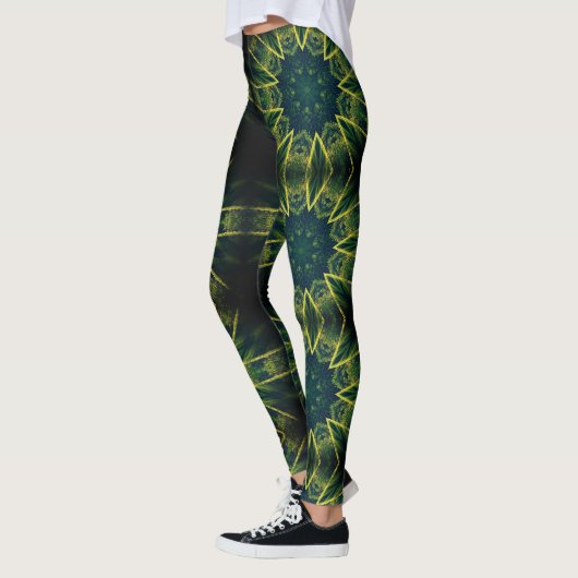 Leggings Légendes géométriques à contraste vert jaune (Gauche)