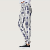 Leggings Légendes géométriques blanc gris bleu (Gauche)