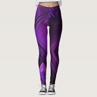 Leggings Légendes géométriques futuristes en violet et noir