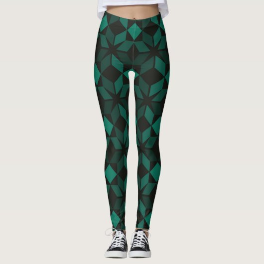 Leggings Légendes géométriques vertes pour femmes (Devant)