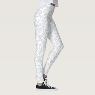 Leggings Légendes grises et blanches en damas floral