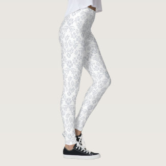 Leggings Légendes grises et blanches en damas floral