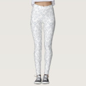 Leggings Légendes grises et blanches en damas floral (Devant)