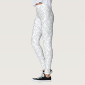 Leggings Légendes grises et blanches en damas floral (Gauche)