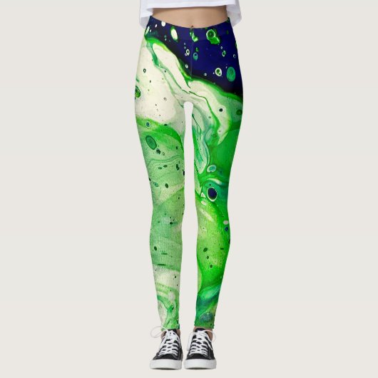 Leggings Légendes Liquides Art Marbés Vert Bleu tendance (Devant)