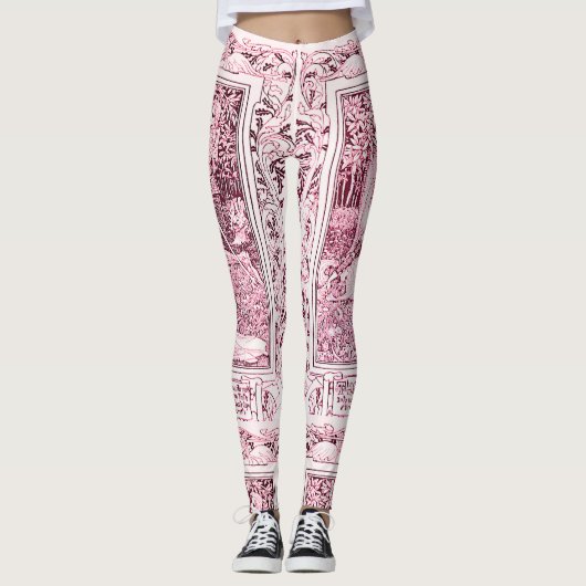 Leggings LÉGENDES MÉDIÉVALES Dame Et Chevalier, Flore Blanc (Devant)