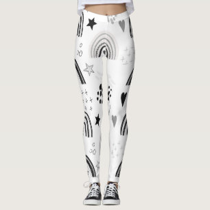 Leggings Légendes minimales de l'arc-en-ciel blanc noir