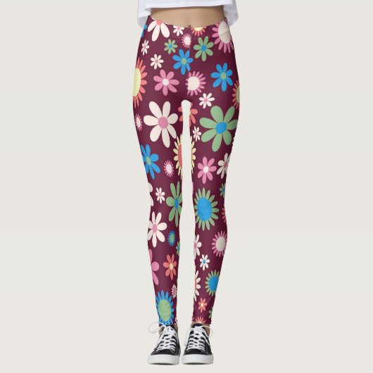 Leggings Légendes Motifs à fleurs des années 60 (Devant)