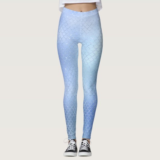 Leggings Légendes Motifs à l'échelle de sirène bleue (Devant)