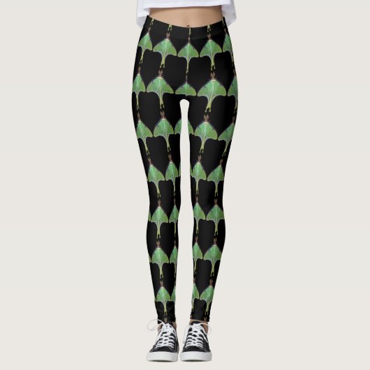 Leggings Légendes Motifs Abstraites Luna Moth verte (Devant)