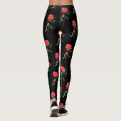 Leggings Légendes Motifs d'aquarelle Red Roses (Dos)