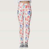 Leggings Légendes Motifs de tulipes d'aquarelle (Devant)