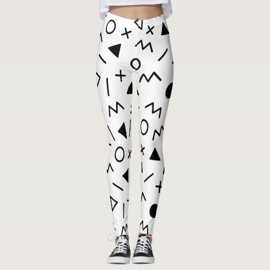 Leggings Légendes Motifs des années 80 noir et blanc (Devant)