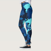 Leggings Légendes Motifs du Camouflage de Dinosaure Bleu (Gauche)