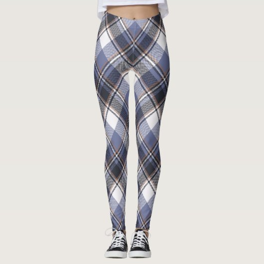 Leggings Légendes multiplaid bleu/blanc (Devant)