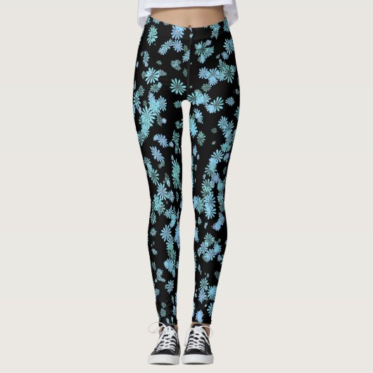 Leggings Légendes noires violettes et bleues cool (Devant)