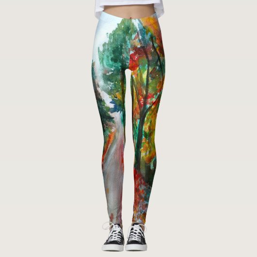 Leggings Légendes personnalisées Art aquarelle d'automne (Devant)