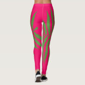 Leggings Légendes vertes à feuilles roses (Dos)