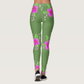 Leggings Légendes Vertes Élégantes Avec Impression Fleur Ro (Dos)