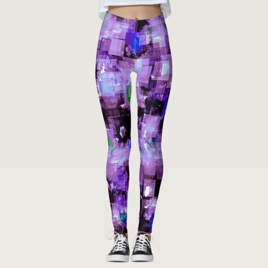 Leggings Légendes violettes pixées (Devant)