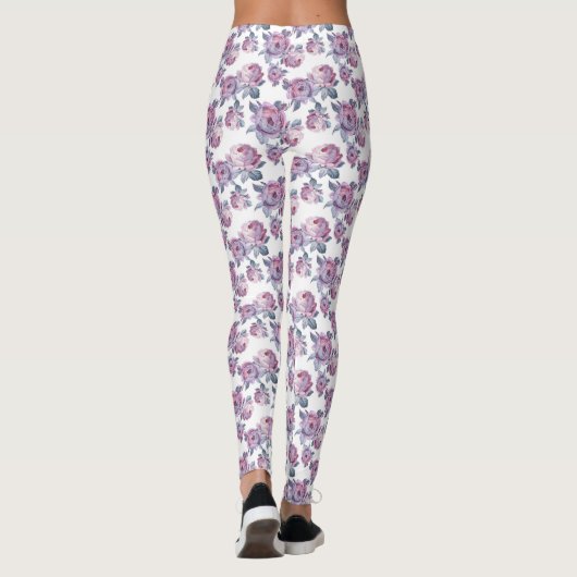 Leggings Légères Jambes de fleurs violettes (Dos)