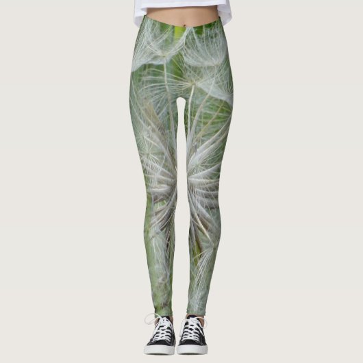 Leggings Léggations florales blanches et vertes (Devant)