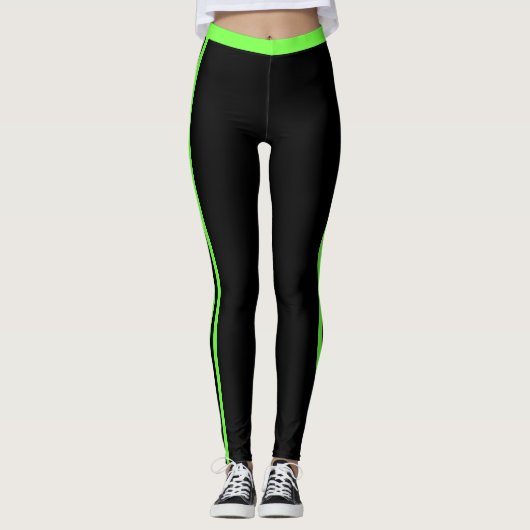 Leggings Leggations noires en bande verte néon Choisir la c (Devant)