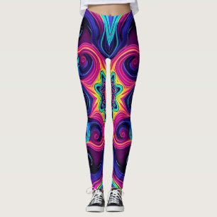 Leggings Leggements fractaux psychédéliques avec l'art néon