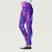 Leggings "Leggings 3D Purple & Blue Geo : Conception futuri (Gauche)