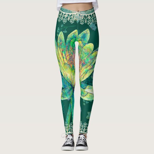 Leggings Leggings, Chasseur sauvage Lys d'eau verte (Devant)