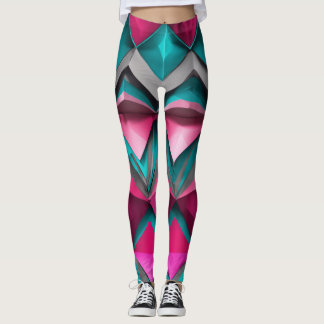 Leggings "Leggings de Noël Abstraits 3D Turquoises et roses