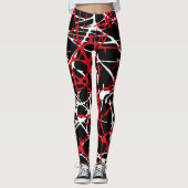 Leggings Leggings, design abstrait, noir, blanc, rouge (Devant)