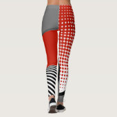 Leggings Leggings, design abstrait, noir, gris, rouge, blan (Dos)