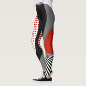 Leggings Leggings, design abstrait, noir, gris, rouge, blan (Gauche)