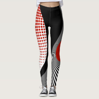 Leggings Leggings, design abstrait, noir, gris, rouge, blan