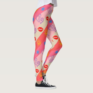 Leggings Leggings/Lèvres, Coeurs, Étoiles, Soleil et Stripe