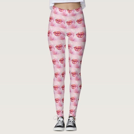 Leggings Leggins à lèvres roses (Devant)