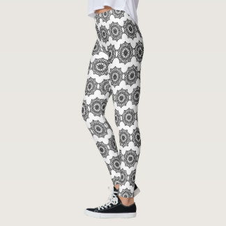 Leggings Leggins Mandala noirs et blancs