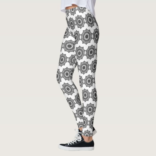 Leggings Leggins Mandala noirs et blancs (Gauche)
