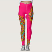 Leggings Leggins Mandala Roses Colorés (Devant)